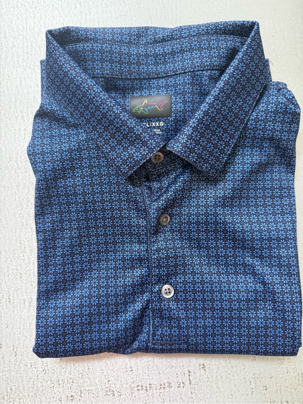 Greg Norman Collection Blue Micro-Pattern Performance Polo - Picture 12 of 13